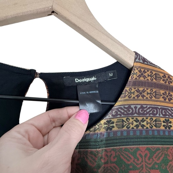 Desigual Mesh Butterfly Floral Print Top Medium Y2K Fairy Artsy Bohemian Whimsy - Picture 6 of 7